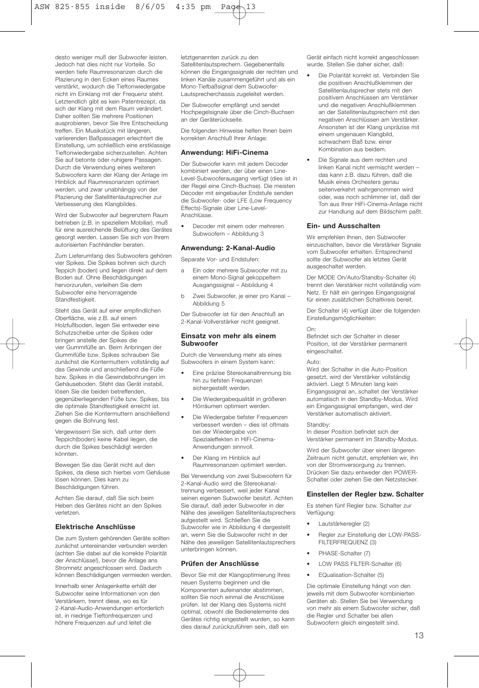 Bowers & Wilkins ASW825 User Manual | Page 16 / 64