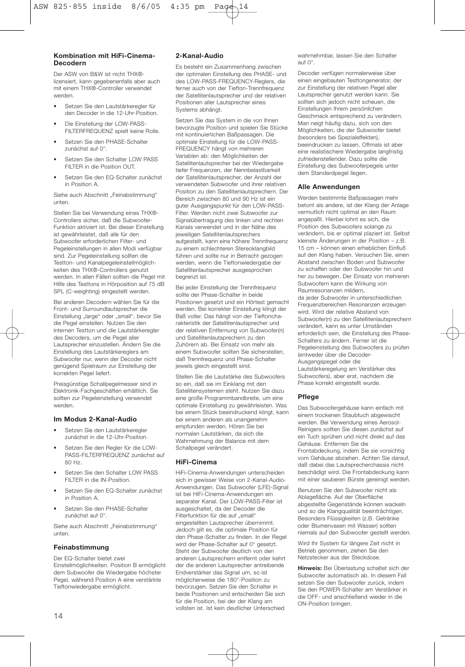 Bowers & Wilkins ASW825 User Manual | Page 17 / 64