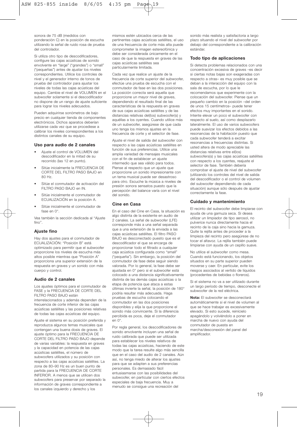 Bowers & Wilkins ASW825 User Manual | Page 22 / 64