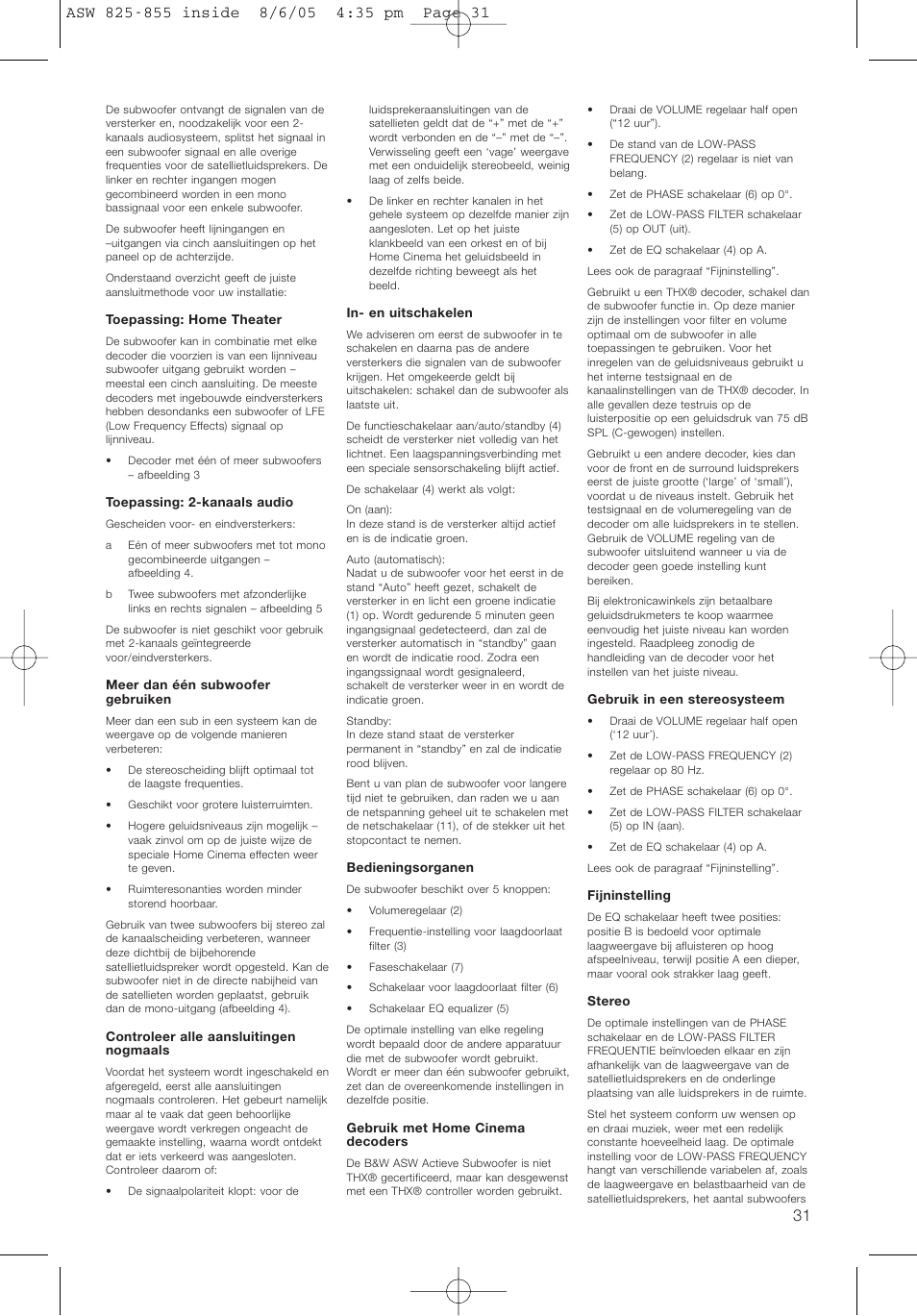 Bowers & Wilkins ASW825 User Manual | Page 34 / 64