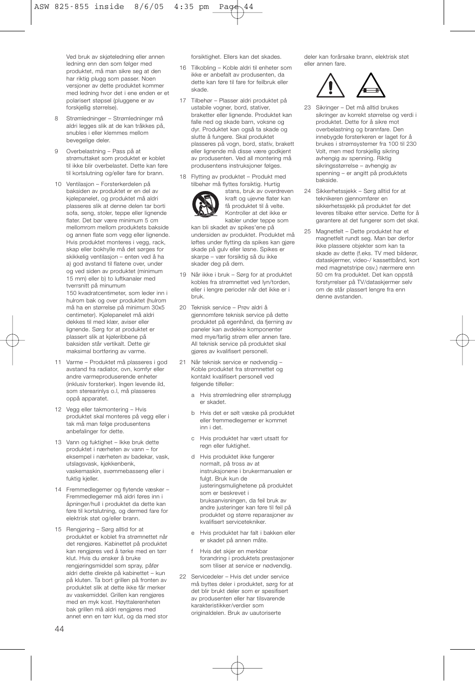 Bowers & Wilkins ASW825 User Manual | Page 47 / 64