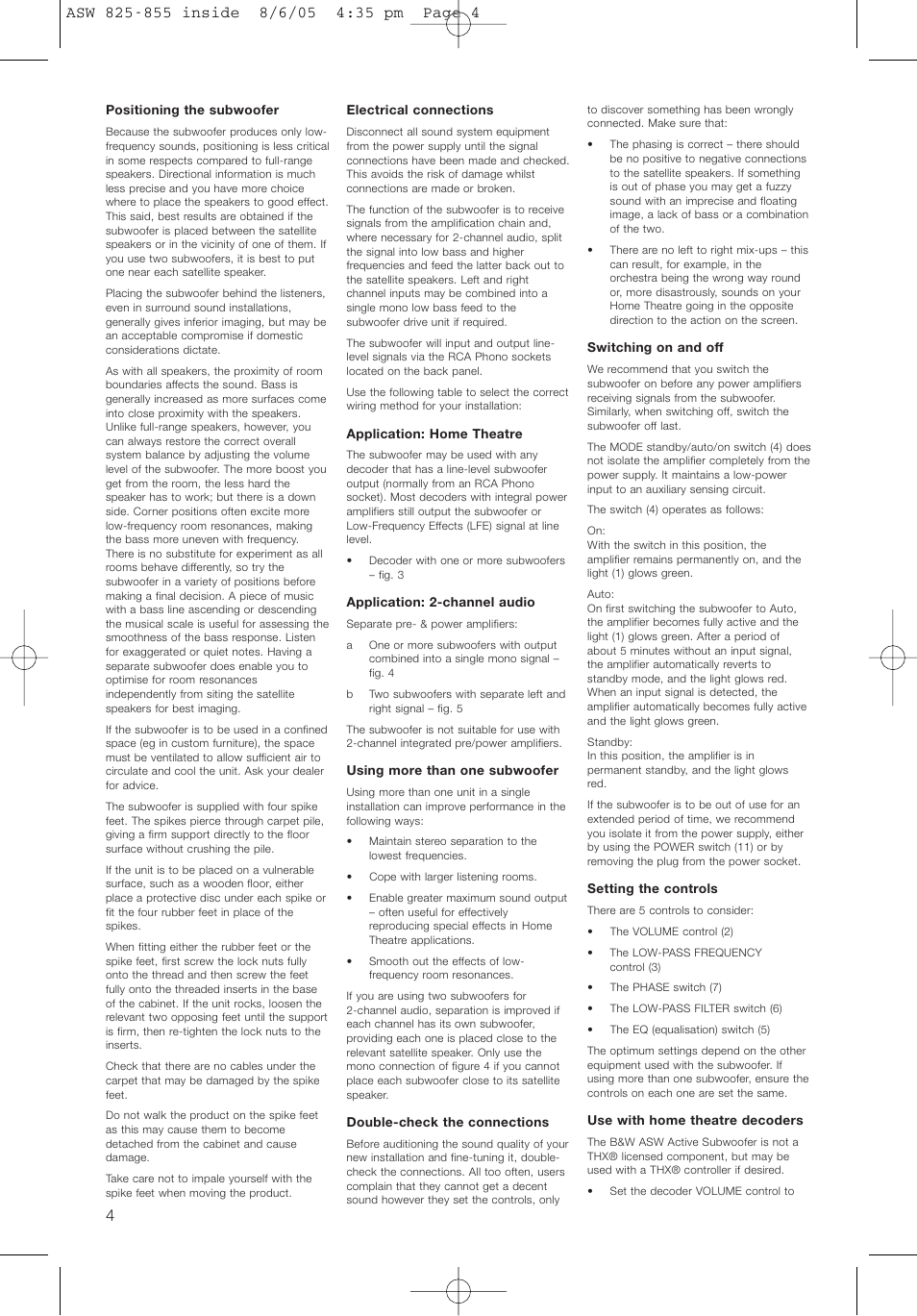 Bowers & Wilkins ASW825 User Manual | Page 7 / 64