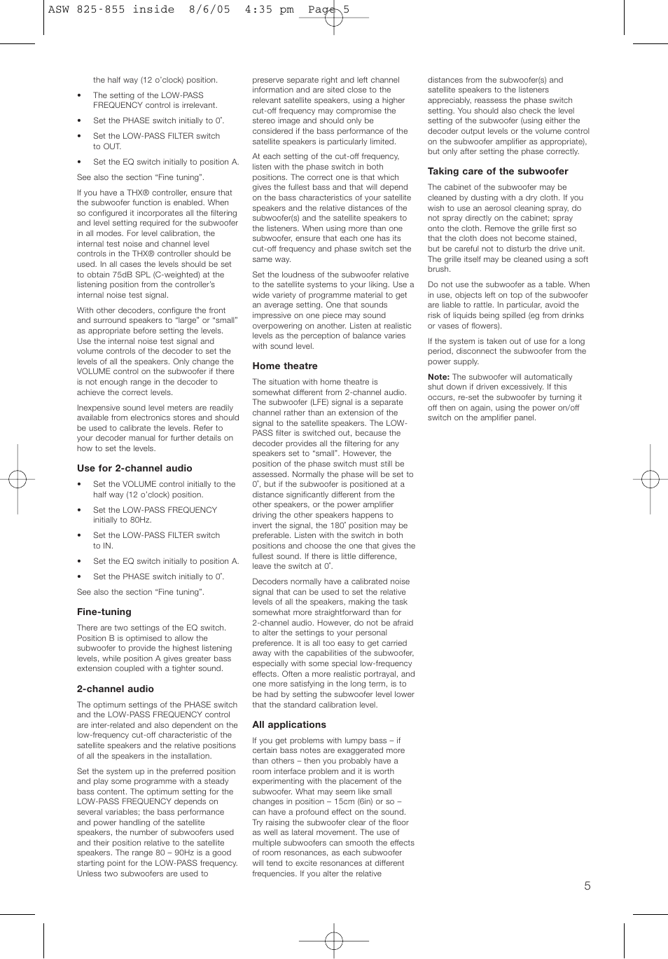 Bowers & Wilkins ASW825 User Manual | Page 8 / 64