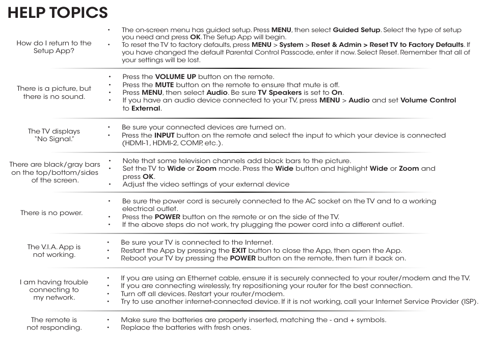 Help topics | Vizio M322i-B1 - Quickstart Guide User Manual | Page 25 / 28