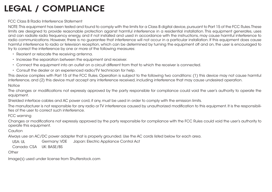 Legal / compliance | Vizio M322i-B1 - Quickstart Guide User Manual | Page 26 / 28