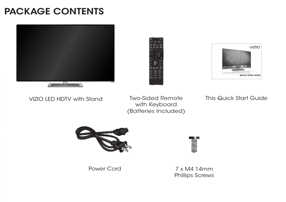Package contents | Vizio M322i-B1 - Quickstart Guide User Manual | Page 5 / 28