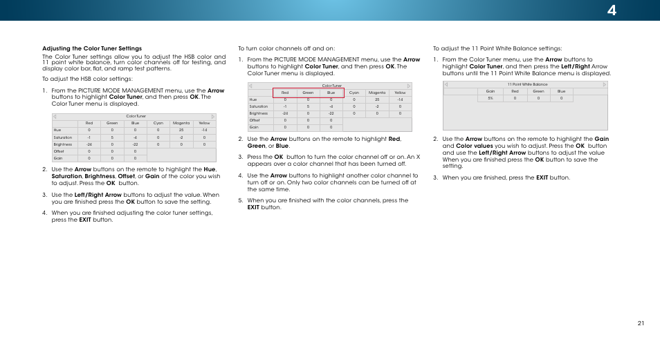 Adjusting the color tuner settings | Vizio M502i-B1 - User Manual User Manual | Page 27 / 67