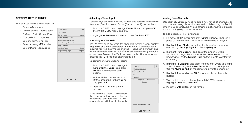 Setting up the tuner, Vizio | Vizio M502i-B1 - User Manual User Manual | Page 36 / 67