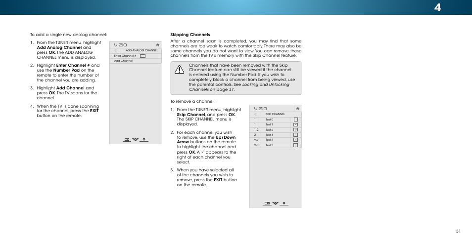 Skipping channels, Vizio | Vizio M502i-B1 - User Manual User Manual | Page 37 / 67