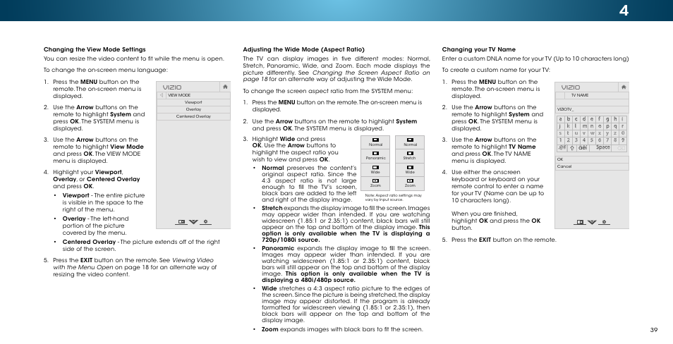 Adjusting, Changing the view mode, Vizio | Vizio M502i-B1 - User Manual User Manual | Page 45 / 67