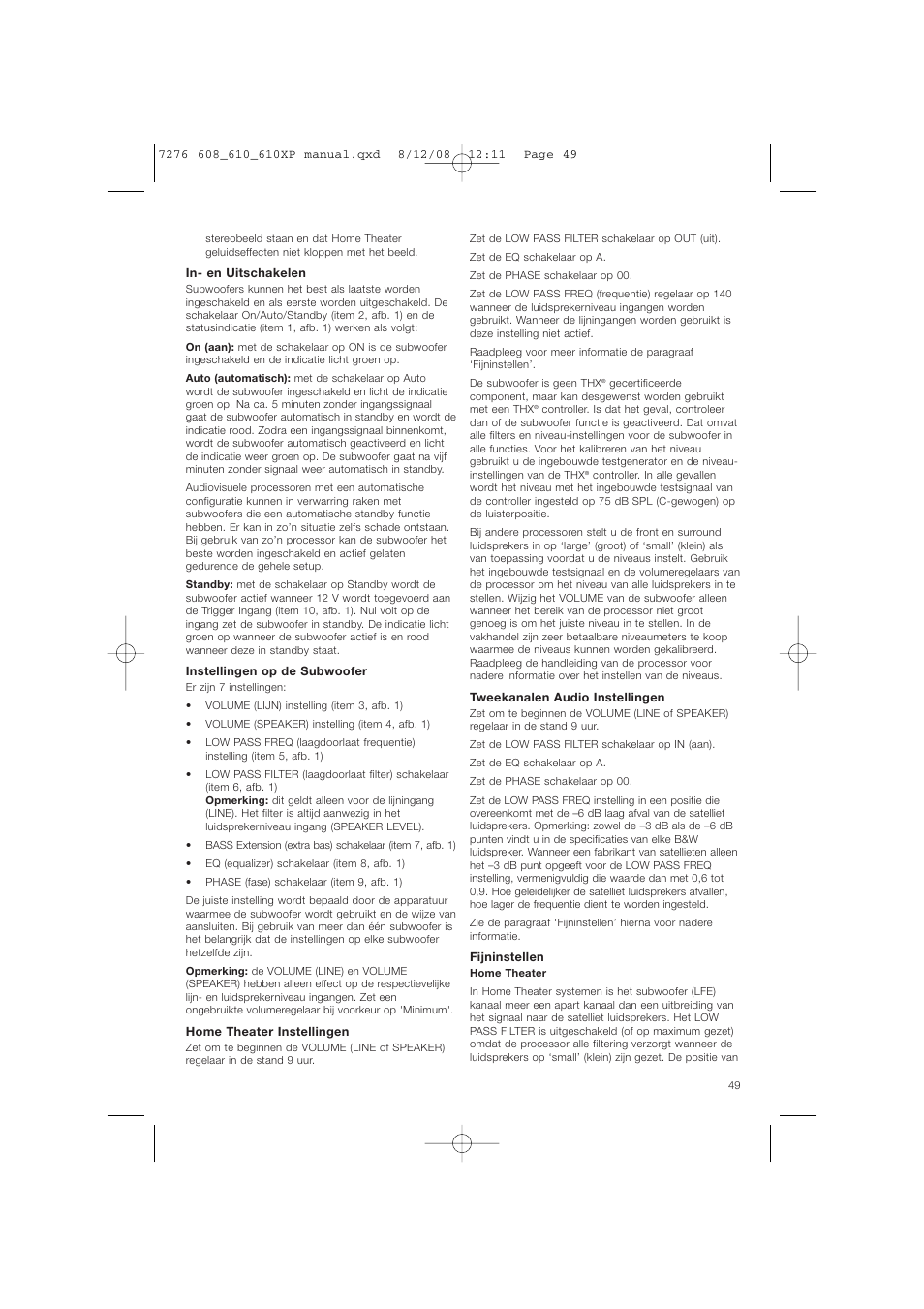 Bowers & Wilkins ASW610 User Manual | Page 52 / 104