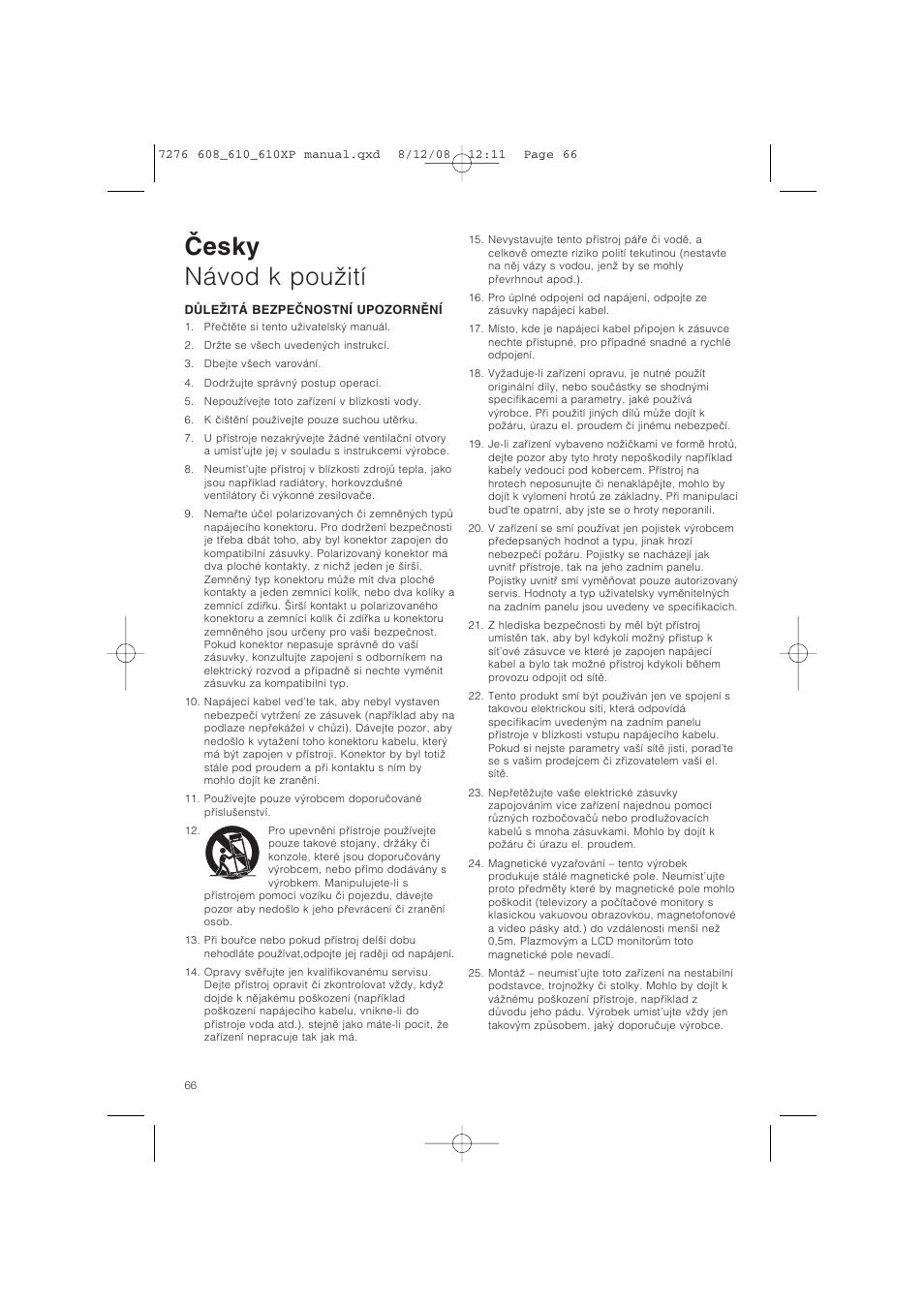 Esky návod k pouãití | Bowers & Wilkins ASW610 User Manual | Page 69 / 104