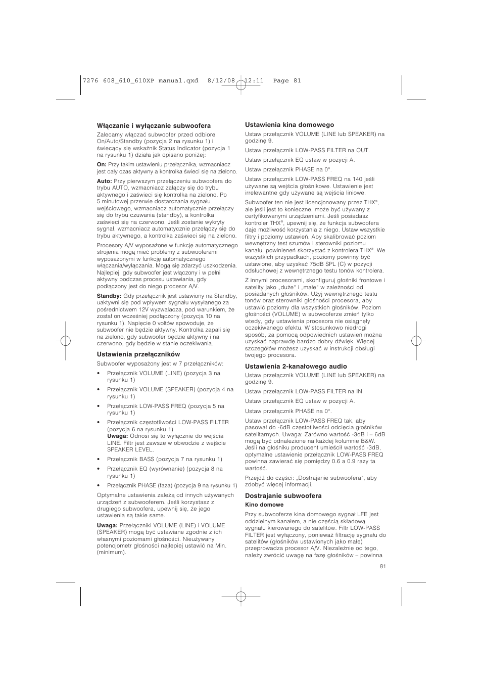 Bowers & Wilkins ASW610 User Manual | Page 84 / 104