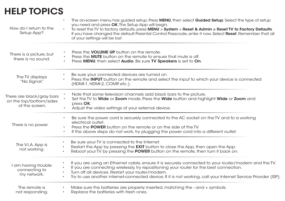 Help topics | Vizio M502i-B1 - Quickstart Guide User Manual | Page 24 / 28