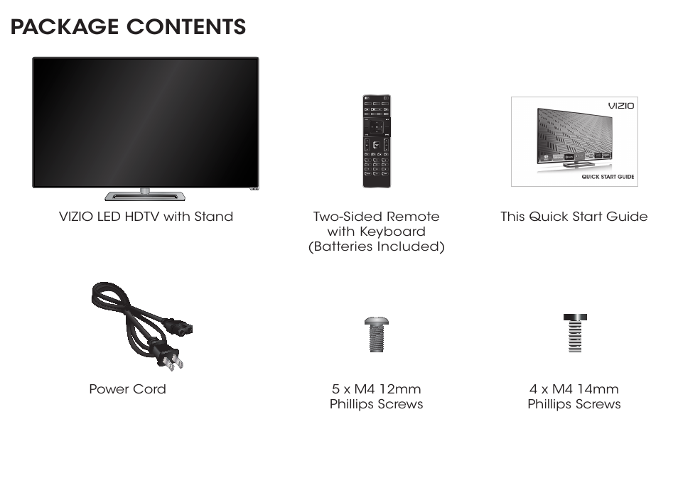 Package contents | Vizio M502i-B1 - Quickstart Guide User Manual | Page 5 / 28