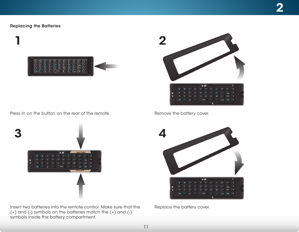 Replacing the batteries | Vizio M422i-B1 - User Manual User Manual | Page 17 / 76