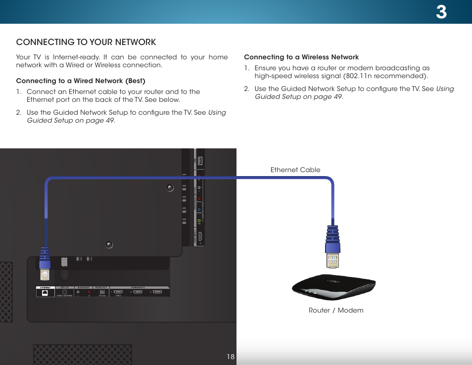 Connecting to your network, Connecting to a wired network (best), Connecting to a wireless network | Vizio M422i-B1 - User Manual User Manual | Page 24 / 76
