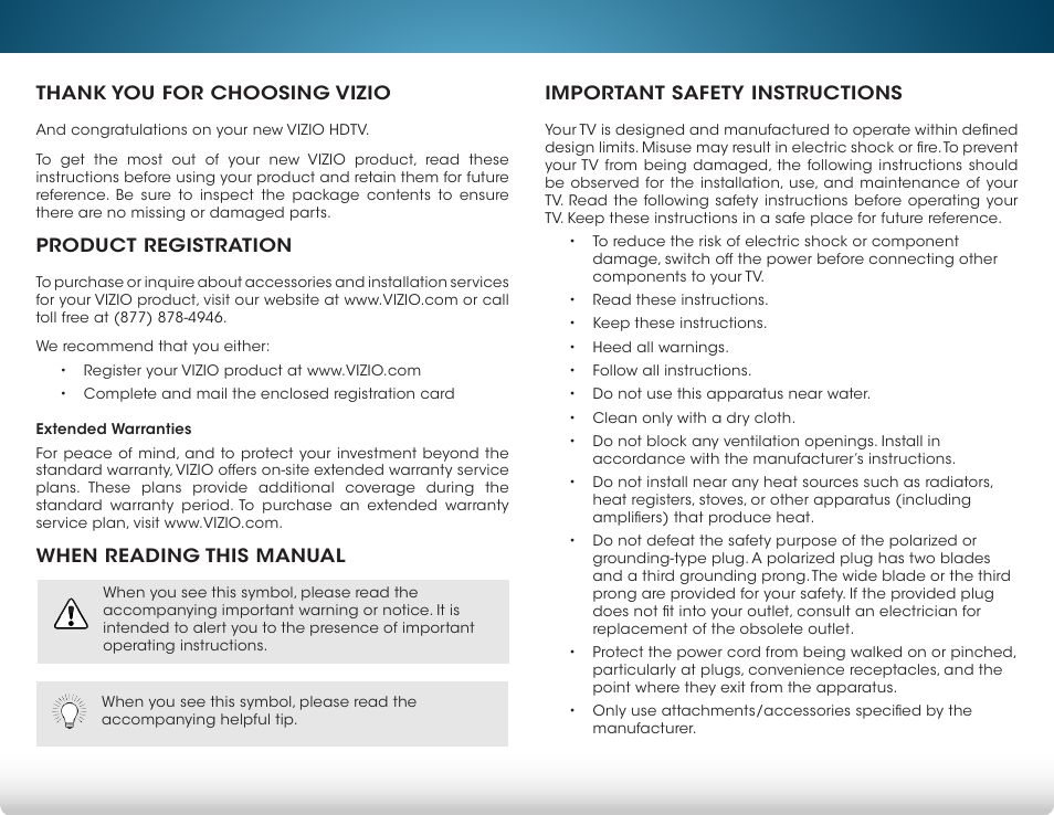 Vizio M422i-B1 - User Manual User Manual | Page 3 / 76