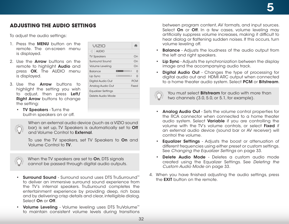 Adjusting the audio settings | Vizio M422i-B1 - User Manual User Manual | Page 38 / 76
