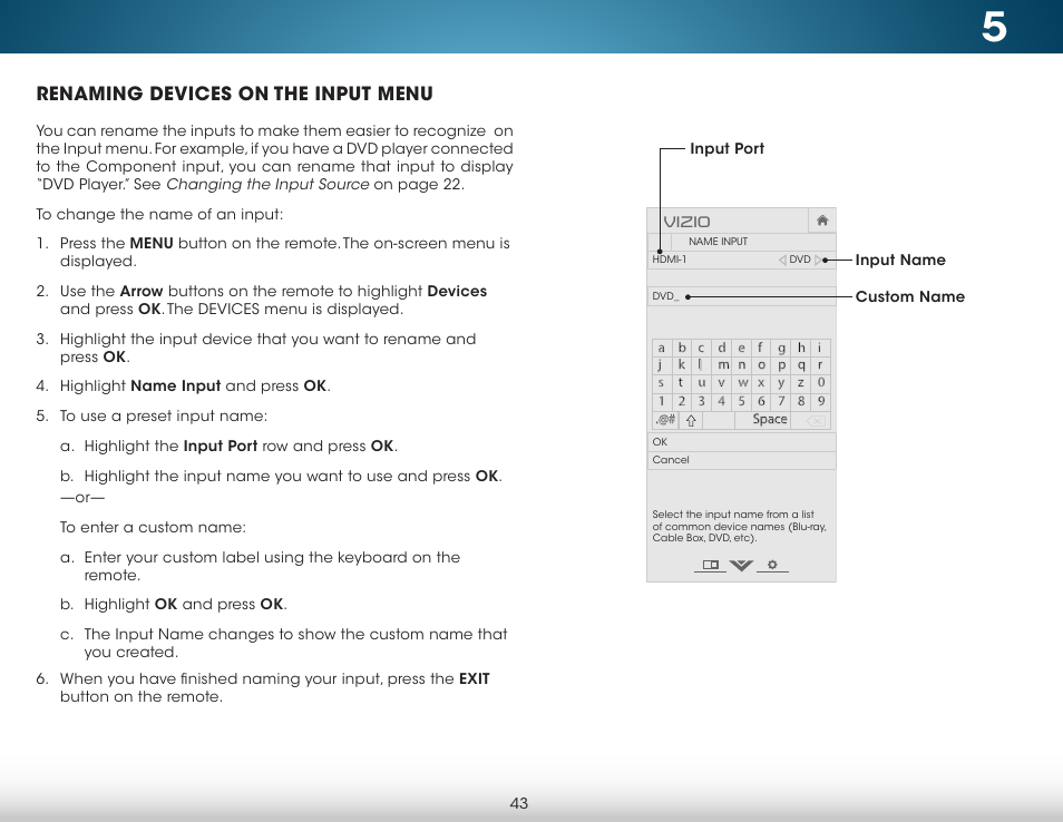 Renaming devices on the input menu | Vizio M422i-B1 - User Manual User Manual | Page 49 / 76