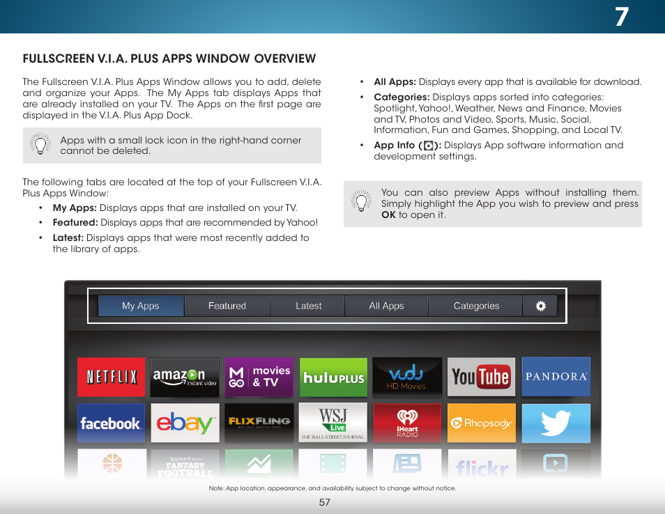 Fullscreen v.i.a. plus apps window overview | Vizio M422i-B1 - User Manual User Manual | Page 63 / 76