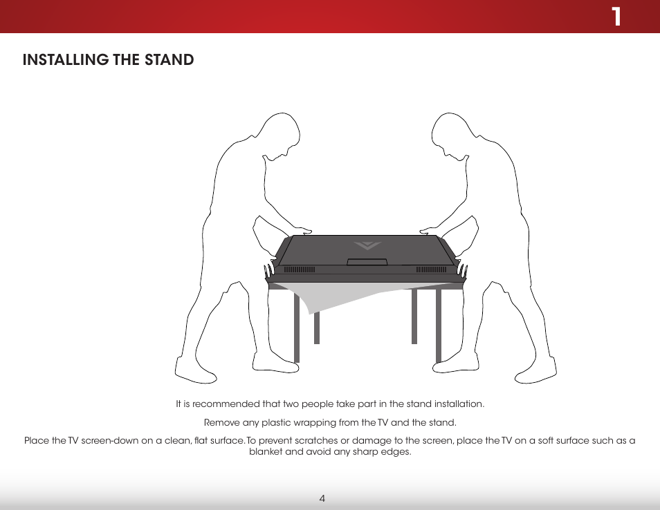 Installing the stand | Vizio D650i-C3 - User Manual User Manual | Page 10 / 76