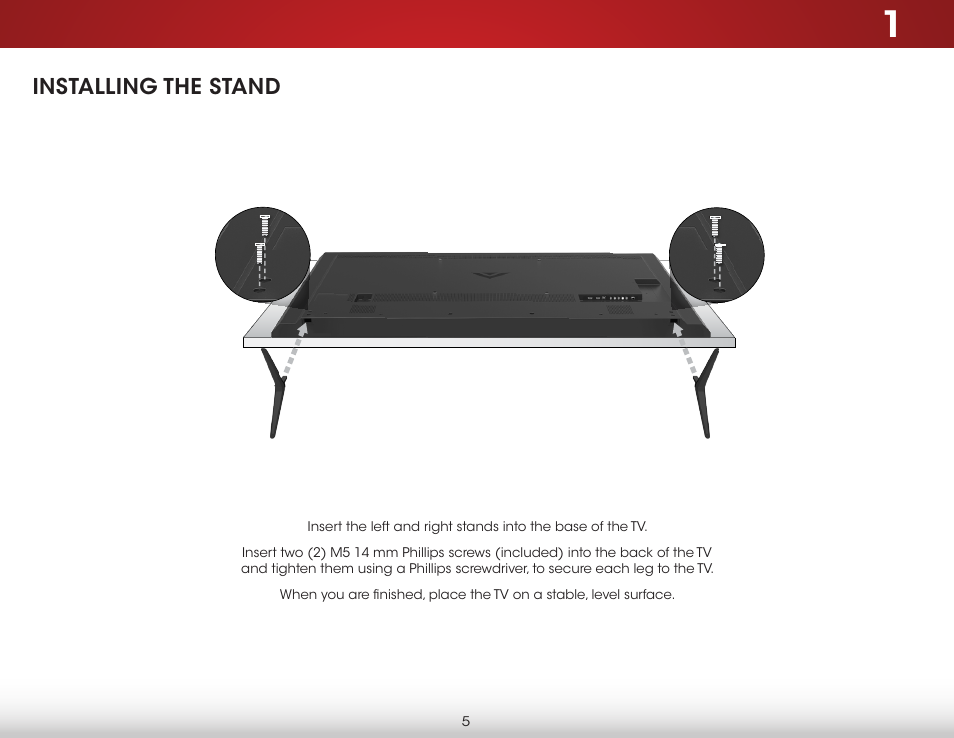 Installing the stand | Vizio D650i-C3 - User Manual User Manual | Page 11 / 76