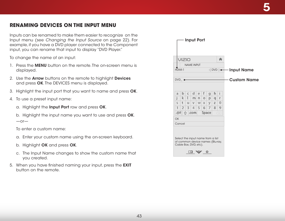Renaming devices on the input menu | Vizio D650i-C3 - User Manual User Manual | Page 49 / 76