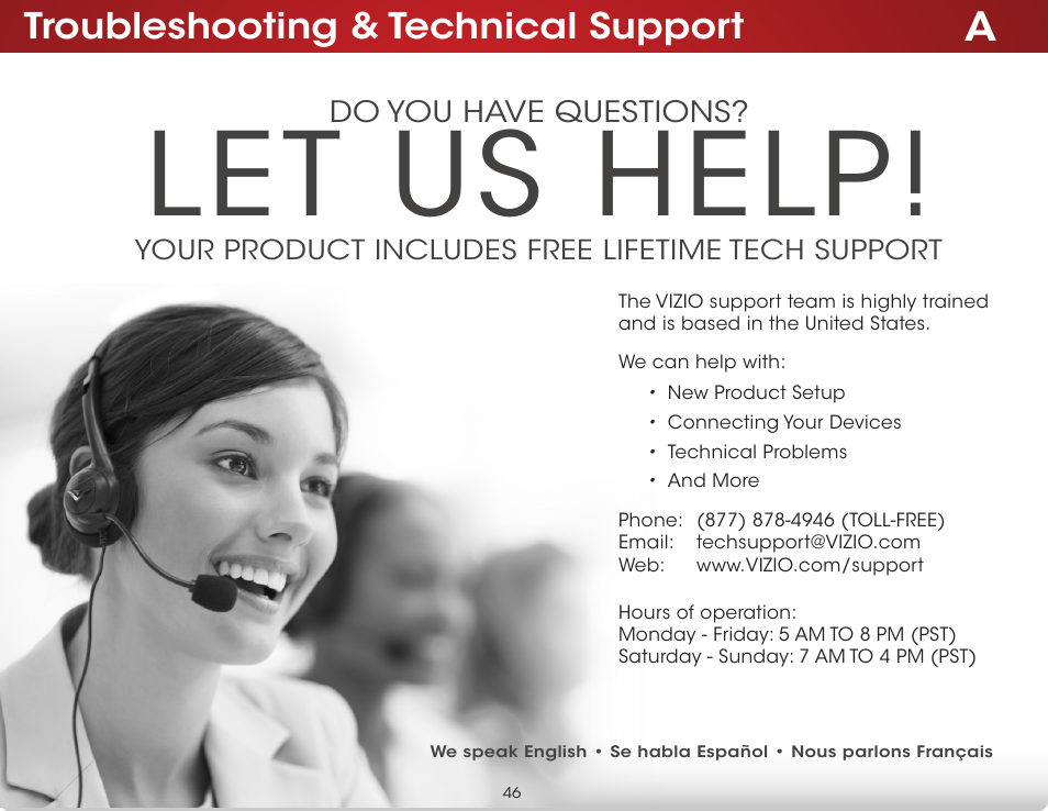 Troubleshooting & technical support, Let us help, Do you have questions | Vizio D390-B0 - User Manual User Manual | Page 52 / 59