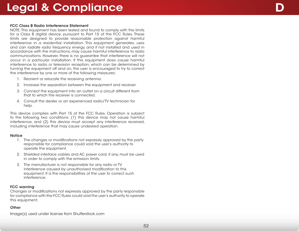 Legal & compliance | Vizio D390-B0 - User Manual User Manual | Page 58 / 59