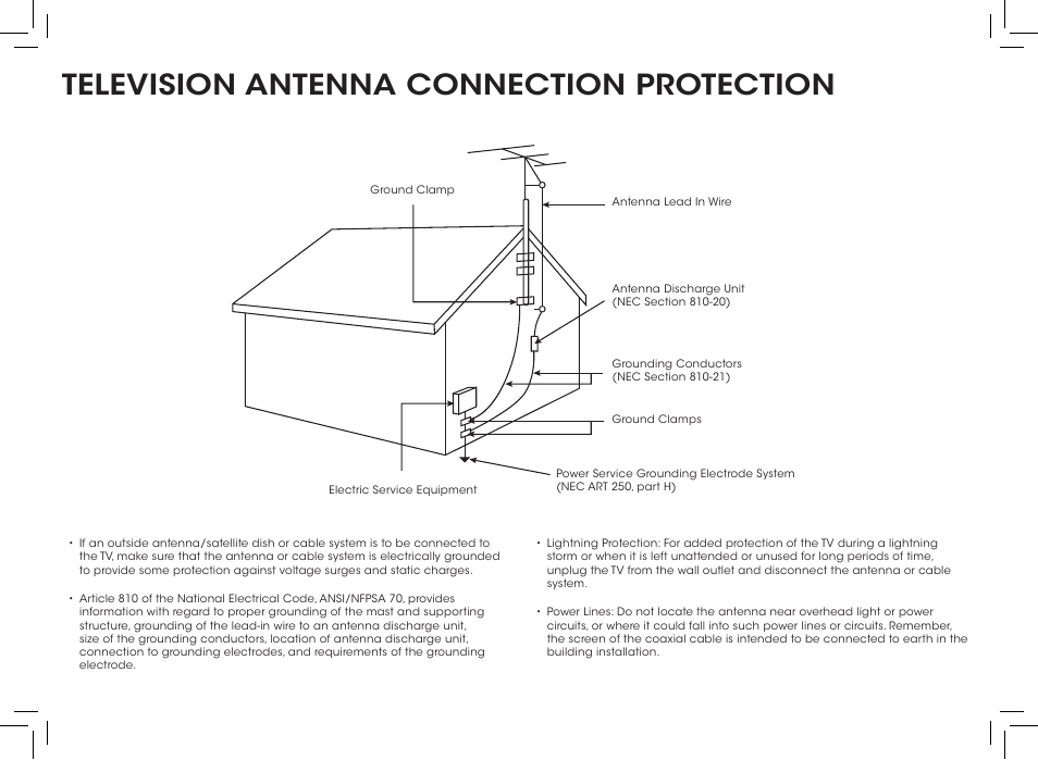 Television antenna connection protection | Vizio D390-B0 - Quickstart Guide User Manual | Page 3 / 20