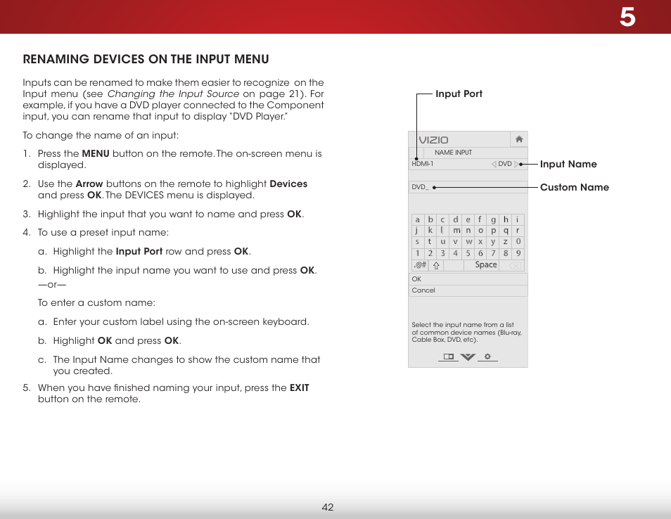 Renaming devices on the input menu | Vizio D500i-B1 - User Manual User Manual | Page 48 / 75