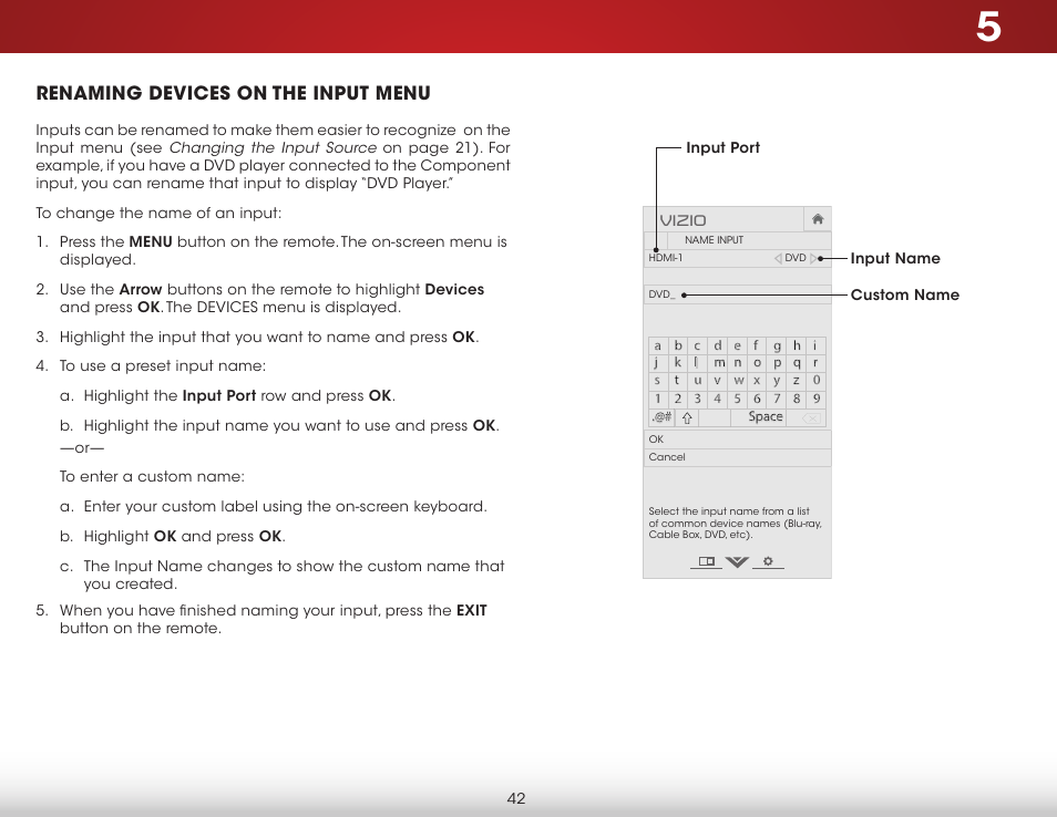 Renaming devices on the input menu | Vizio D650i-B2 - User Manual User Manual | Page 48 / 79