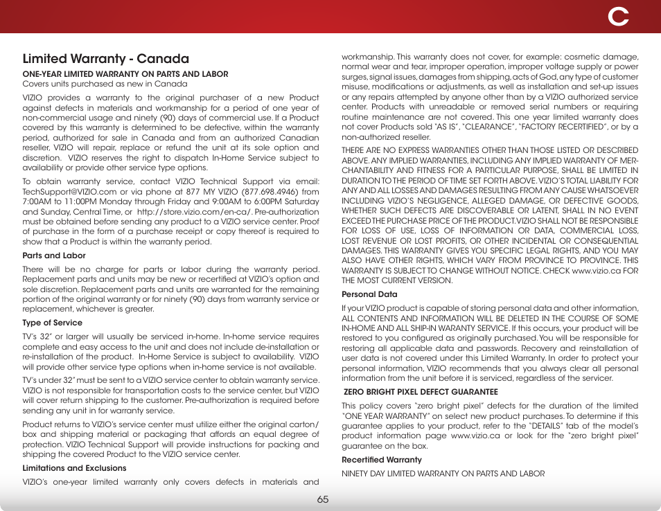 Vizio D650i-B2 - User Manual User Manual | Page 71 / 79