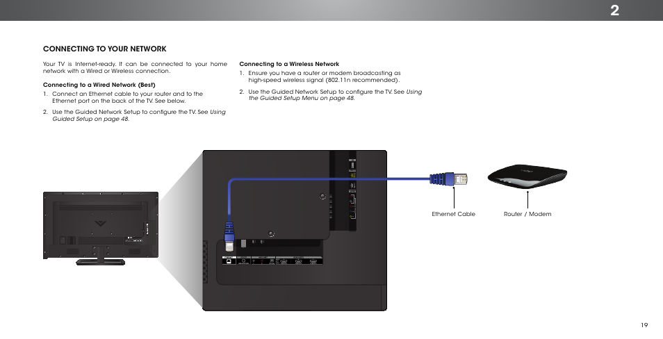 Connecting to your network | Vizio P552ui-B2 - User Manual User Manual | Page 19 / 69