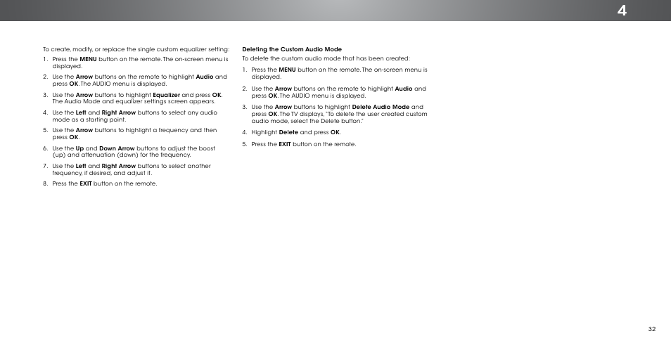 Deleting the custom audio mode, Deleting the | Vizio P552ui-B2 - User Manual User Manual | Page 32 / 69