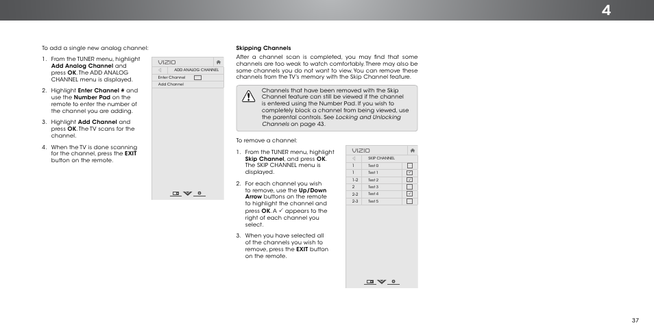 Skipping channels, Vizio | Vizio P552ui-B2 - User Manual User Manual | Page 37 / 69