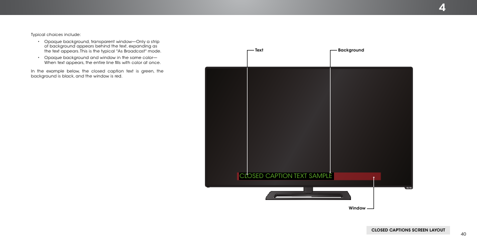 Closed caption text sample | Vizio P602ui-B3 - User Manual User Manual | Page 40 / 69