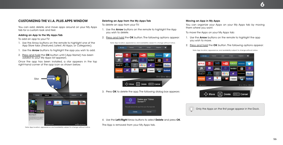 Customizing the v.i.a. plus apps window | Vizio P602ui-B3 - User Manual User Manual | Page 56 / 69