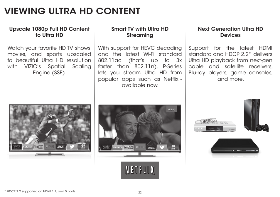 Viewing ultra hd content | Vizio P602ui-B3 - Quickstart Guide User Manual | Page 22 / 32
