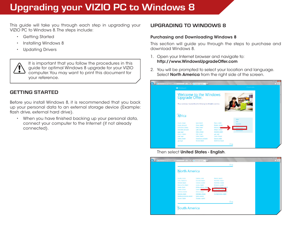 Vizio CT14-A0 - Windows 8 Installation Guide User Manual | 9 pages