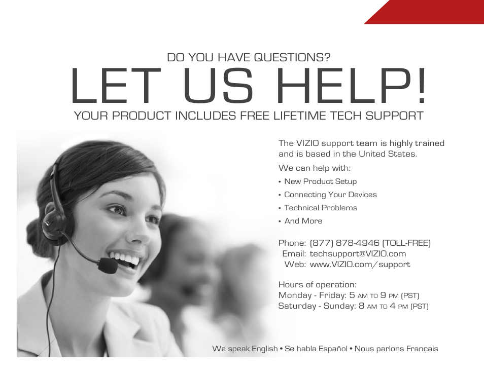 Let us help, Do you have questions, Your product includes free lifetime tech support | Vizio CT14-A0 - Windows 8 Installation Guide User Manual | Page 9 / 9