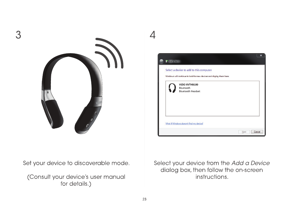Dialog box, then follow the on-screen instructions, Add a device | Vizio CA27-A0 - Quickstart Guide User Manual | Page 25 / 36