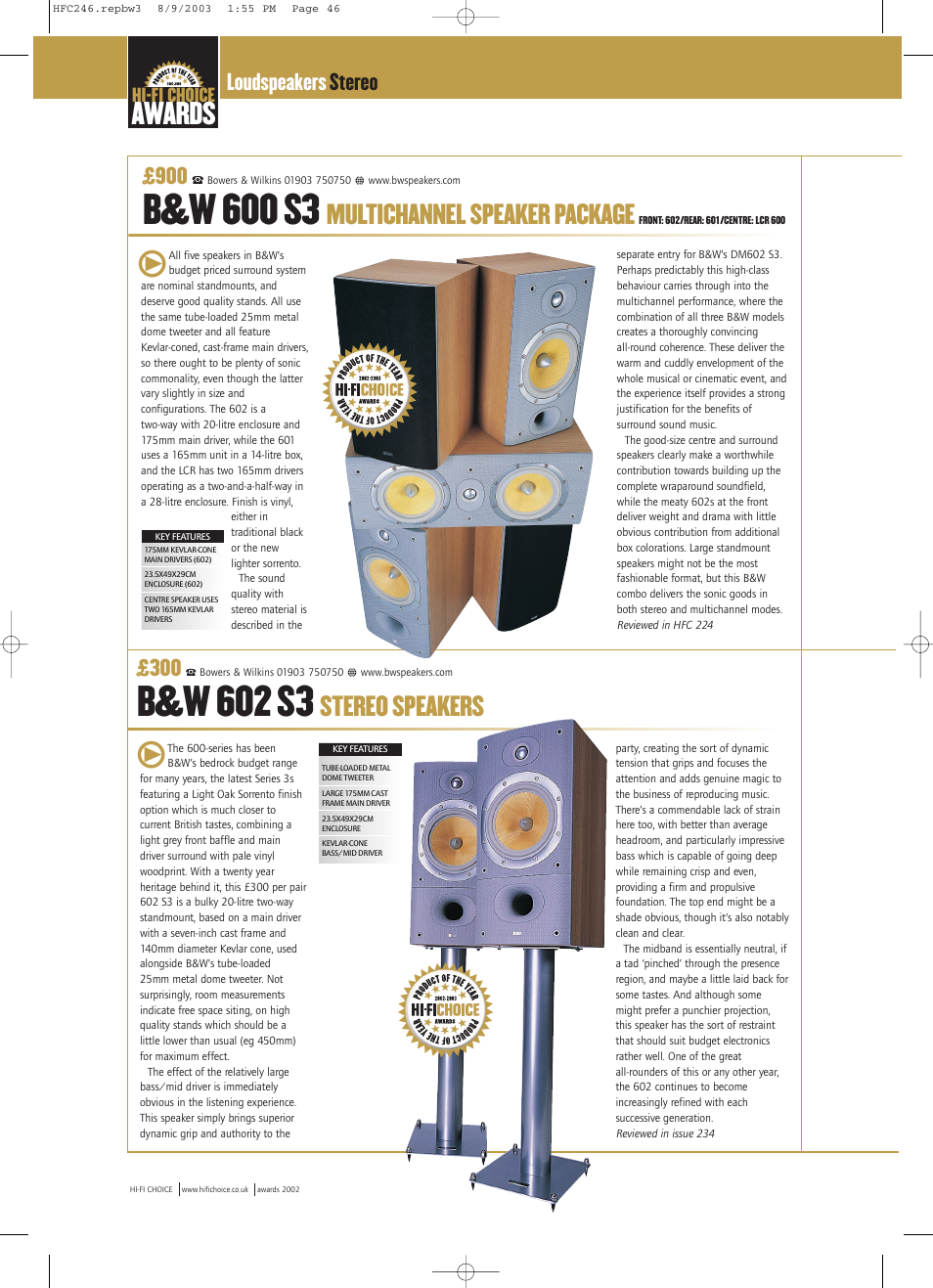 Bowers & Wilkins 602 S3 User Manual | 1 page