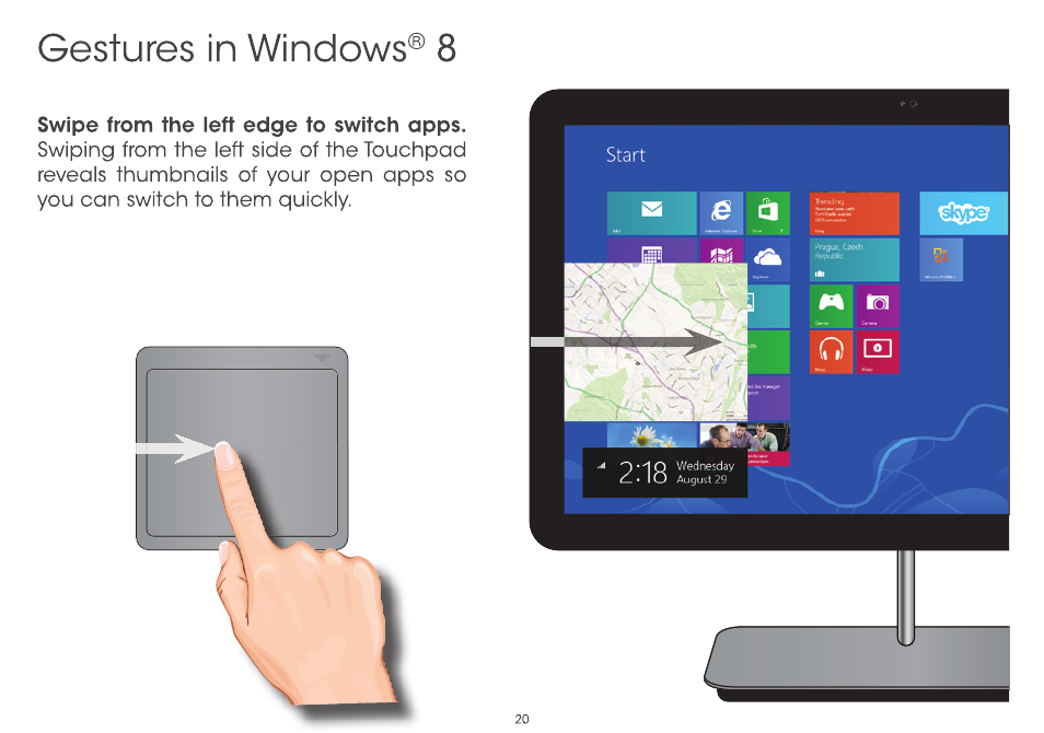 Gestures in windows® 8, Ú ij | Vizio CA24-A4 - Quickstart Guide User Manual | Page 22 / 40