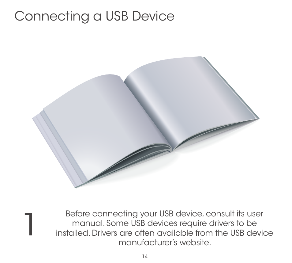 Connecting a usb device | Vizio CT14-A0 - Quickstart Guide User Manual | Page 16 / 36