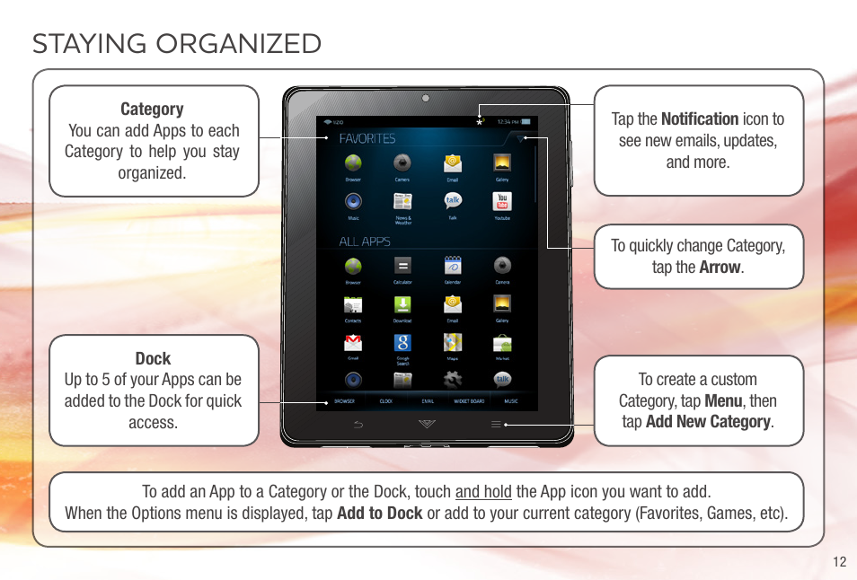 Staying organized | Vizio VTAB1008 - Quickstart Guide User Manual | Page 13 / 20