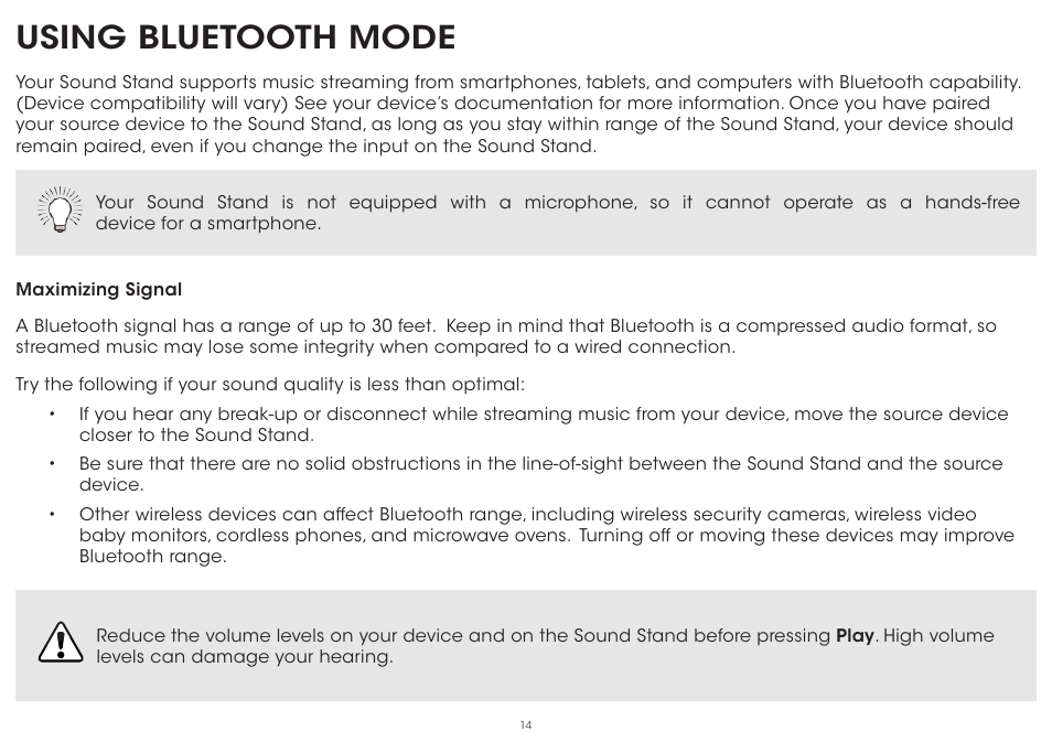 Using bluetooth mode | Vizio S2120w-E0D - Quickstart Guide User Manual | Page 16 / 26