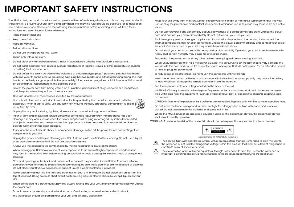 Important safety instructions | Vizio S2121w-D0 - Quickstart Guide User Manual | Page 2 / 24