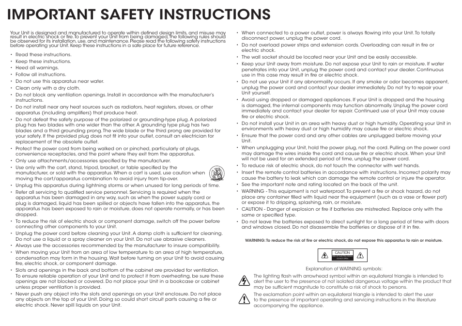 Important safety instructions | Vizio S5451w-C2 - Quickstart Guide User Manual | Page 2 / 34